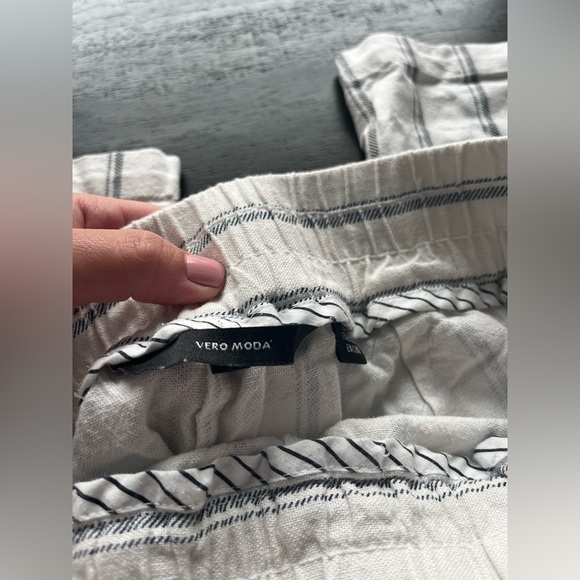 Vero Moda Linen Blend Striped Drawstring Pants Small - Picture 6 of 11